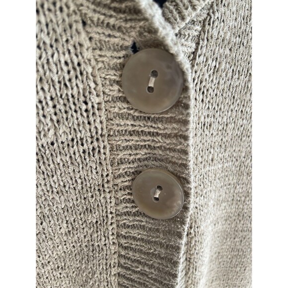 August Silk Women Tan Short Sleeve Large Button Acrylic Ribbon Knit Cardigan XL - Picture 3 of 8